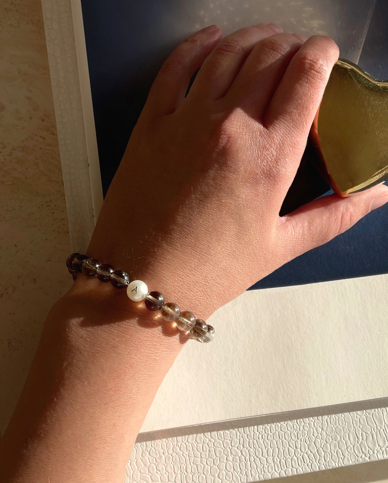 Initial Bracelet Smoky Quartz