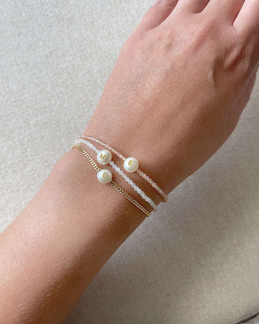 Initialarmband White Sparkle