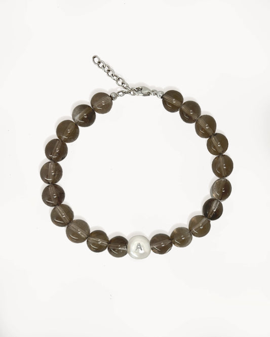 Initial Bracelet Smoky Quartz